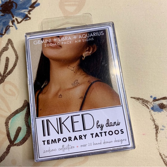 💜 Inked by Dani Temporary Tattoos - Zodiac Pack: Gemini + Libra + Aquarius NWT - Picture 3 of 9